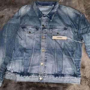 Essentials Fear Of God Blue Denim Jacket Size Large OVERSIZED with Label Detail